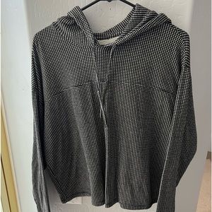 Marine Layer Dawn Textured Hoodie in Grey/Natural Grid, L COPY LOST BUT FOUND—